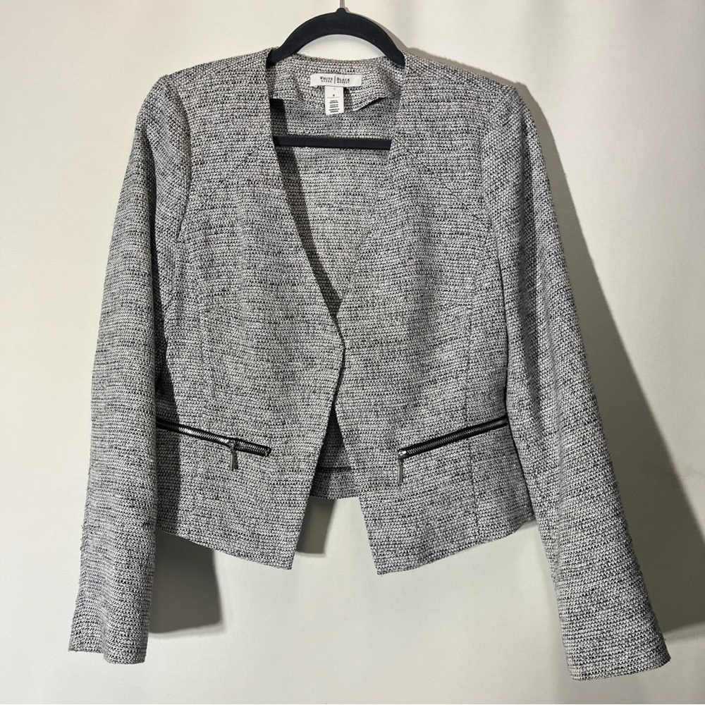 White House Black Market Black White Blazer w/silver sparkles throughout fabric